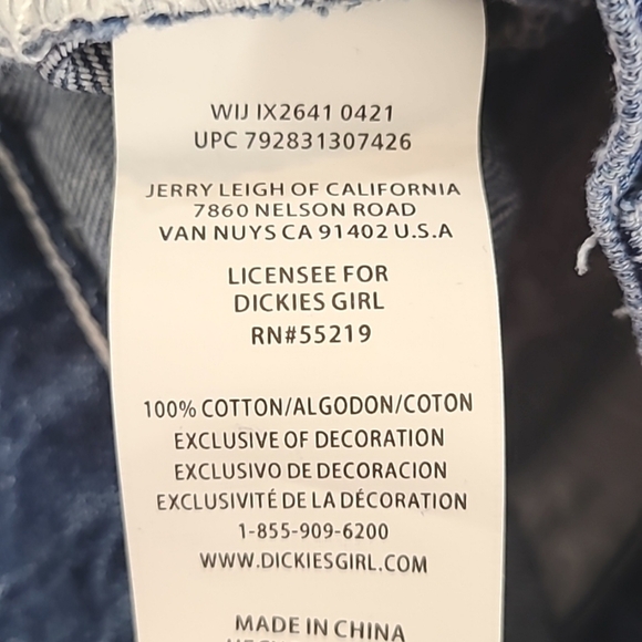 *NWT* DICKIES Stars & Stripes Print 5-Pocket Shorts, size 3/26 - Picture 6 of 6